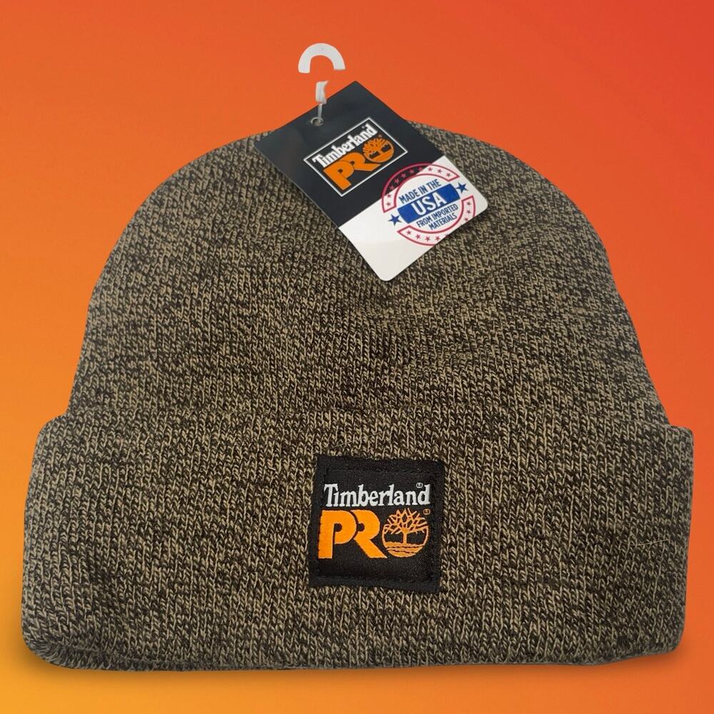 Timberland PRO Watch Cap Beanie Hat Sandstone Marled Dark Brown Made in USA